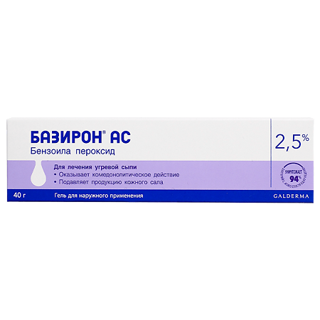 Базирон АС гель для наружного применения 2,5 % 40 г 1 шт