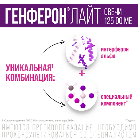 Генферон лайт суппозитории вагинальные и ректальные 125000 ме+5 мг 10 шт