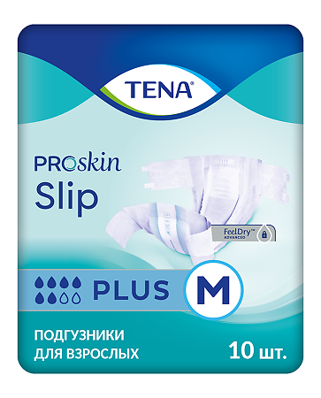 Tena Slip Plus подгузники для взрослых р. M (70 – 110 см) 10 шт