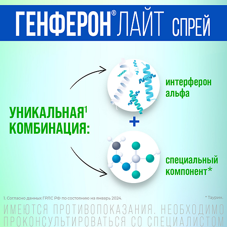 Генферон лайт спрей назальный дозированный 50000 ме+1 мг/доза 100 доз