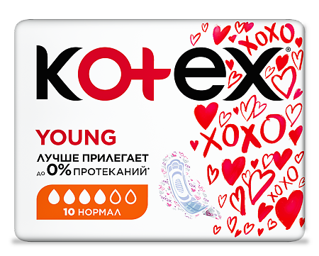 Kotex Young Normal прокладки поверхность сеточка 10 шт