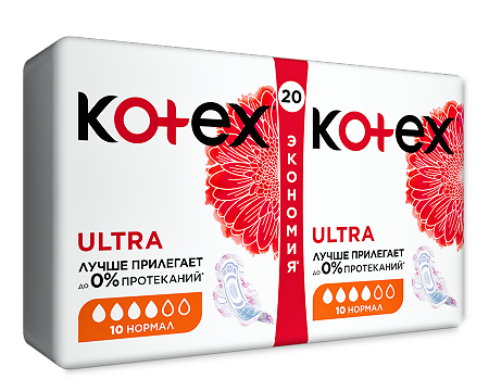 Kotex Ultra Normal прокладки поверхность сеточка 20 шт