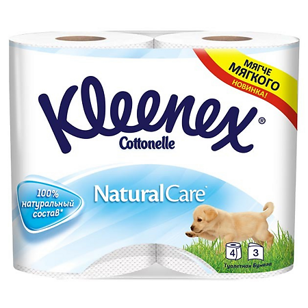 Kleenex Бумага туалетная Natural Care 3-х слойная белая 4 шт