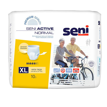 Seni Active Normal Подгузники-трусы для взрослых Extra Large (4) обхват талии 120-160 см 10 шт