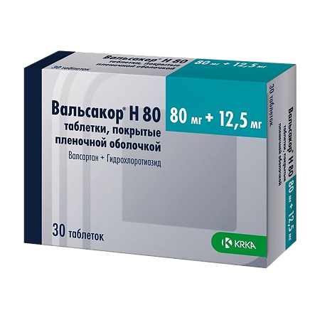 Вальсакор H80 таблетки покрыт.плен.об. 80 мг+12,5 мг 30 шт