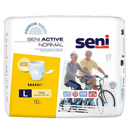 Seni Active Normal Подгузники-трусы для взрослых Large (3) обхват талии 100-135 см 10 шт