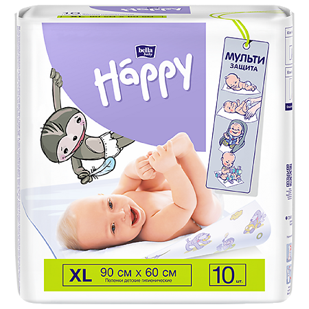 Bella Пеленки детские Baby Happy 60 х 90 см 10 шт