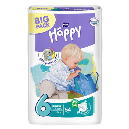 Bella Подгузники Baby Happy 6 Junior Extra 16+ кг BIG PACK 54 шт