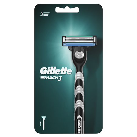 Gillette Mach 3 Бритвенный станок с 1 сменной кассетой 1 шт