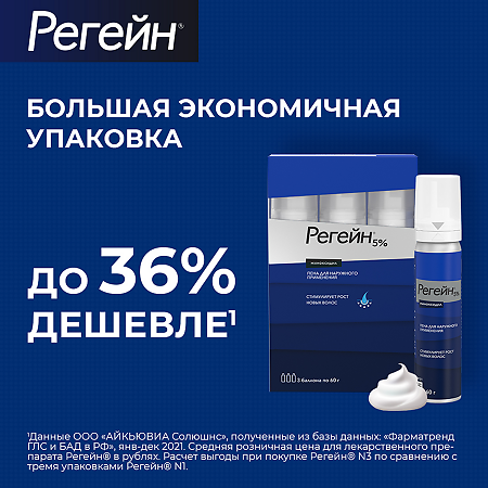 Регейн пена для наружного применения 5 % 60 мл 3 шт