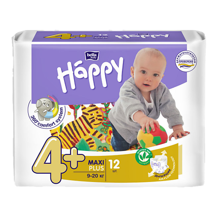 Bella Подгузники Baby Happy 4 maxi plus 9-20 кг 12 шт