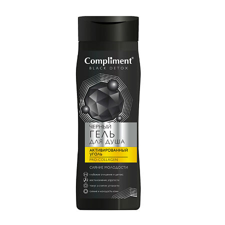 Compliment Black Detox Гель для душа Активированный уголь и Pro-Collagen 250 мл 1 шт