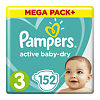 Подгузники Памперс (Pampers) Active Baby-Dry 6-10 кг р.3 152 шт.