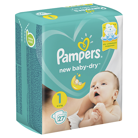 Подгузники Памперс (Pampers) New Baby-Dry 2-5 кг р.1 27 шт