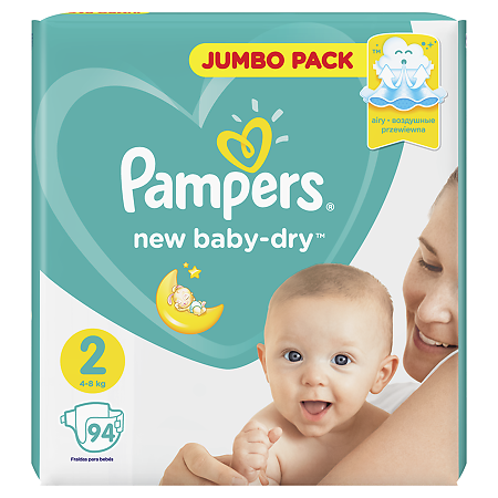 Подгузники Памперс (Pampers) New Baby-Dry 4-8 кг р.2 94 шт.