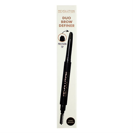 Makeup Revolution Карандаш для бровей Duo Brow Pencil тон Dark Brown 1 шт