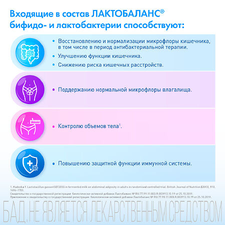 Лактобаланс капсулы массой 378 мг 7 шт