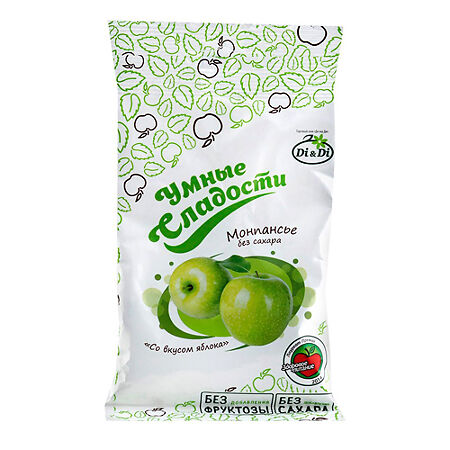 Умные сладости Леденцы без сахара зеленое яблоко 55 г 1 шт