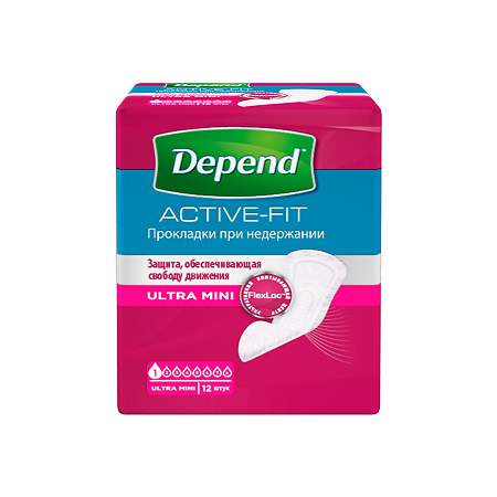 Depend Ultra Mini прокладки при недержании женские 12 шт