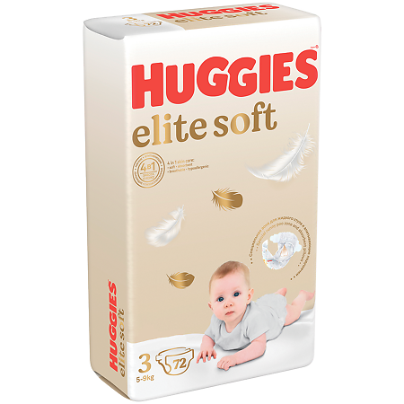 Huggies Подгузники Elite Soft 3 5-9 кг 72 шт