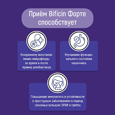 Бифицин (Bificin) Форте 20 млрд бактерий капсулы по 500 мг 10 шт