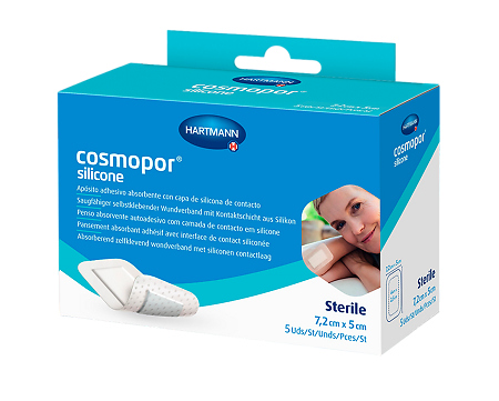 Повязка Космопор силикон/Cosmopor silicone на рану впитывающая пластырного типа 7,2 х 5 см 5 шт