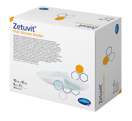 Повязка Цетувит Плюс Силикон Бордер/Zetuvit Plus Silicone Border самоклеящаяся суперабсорбирующая стерильная 10 х 10 см 10 шт