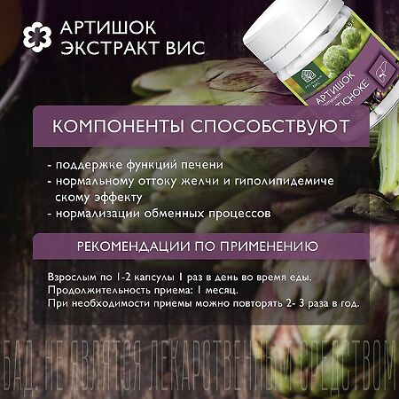 Артишок экстракт ВИС капсулы массой 0,5 г 30 шт