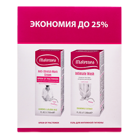 Набор Maternea Крем от растяжек Anti-Stretch 150 мл+Гель для интимной гигиены Intimate Wash 200 мл 1 уп