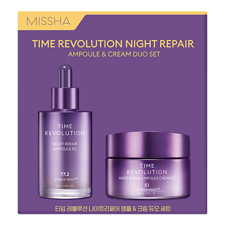 MISSHA Набор Time Revolution Night Repair Антивозрастной крем для лица 50 мл+Сыворотка для лица 50 мл 1 уп