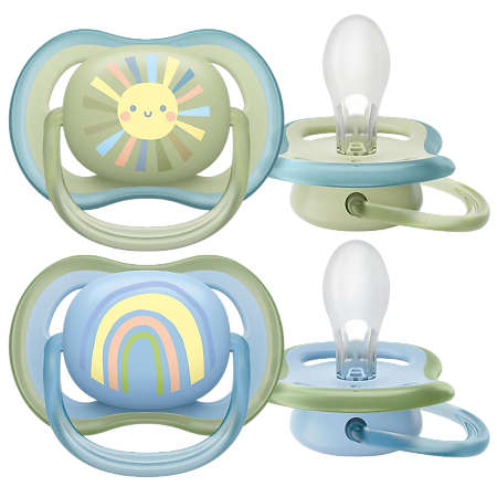 Philips Avent Пустышка Ultra Air SCF085/58 в комплекте с футляром для хранения и стерилизации 0-6 мес 2 шт