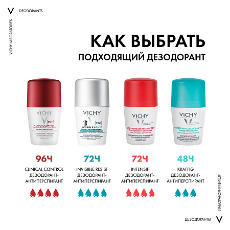 Vichy Invisible Resist Дезодорант-антиперспирант шариковый невидимая защита 72 ч 50 мл 1 шт